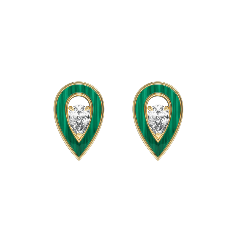 MALACHITE BIG SYGNA EARRINGS - Dimont Jewelry
