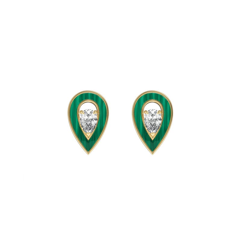 MALACHITE SMALL SYGNA EARRINGS - Dimont Jewelry
