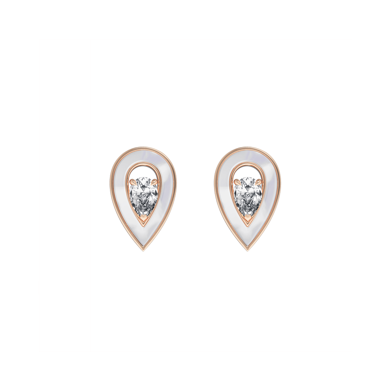 MOTHER OF PEARL SMALL SYGNA EARRINGS - Dimont Jewelry